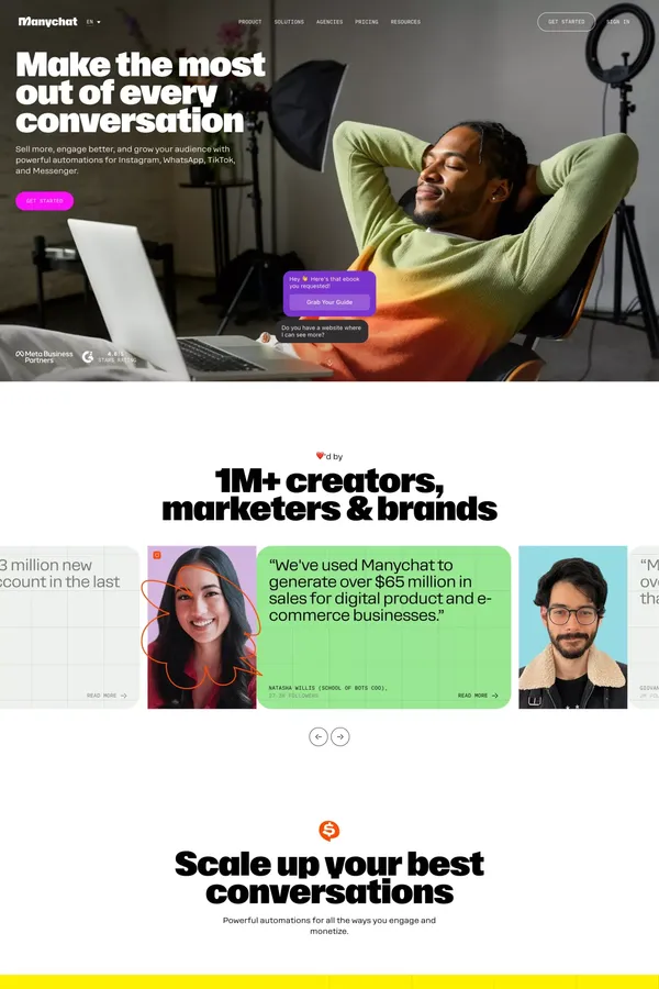 Chat Marketing Made Easy with Manychat - Landing design inspiration