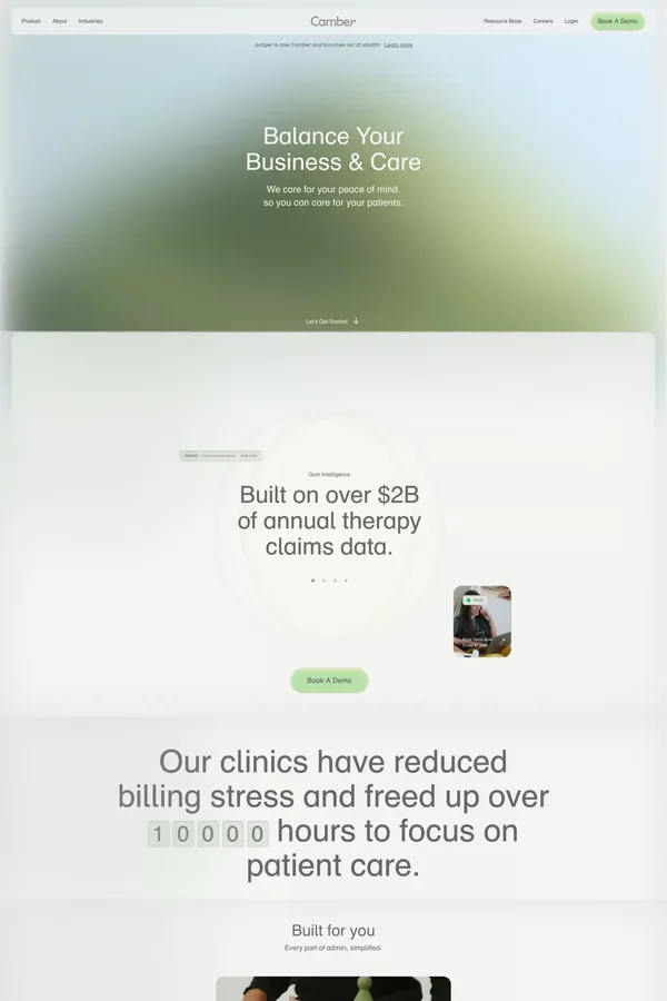 Camber: Healthcare RCM & AI Medical Billing Software - Landing design inspiration
