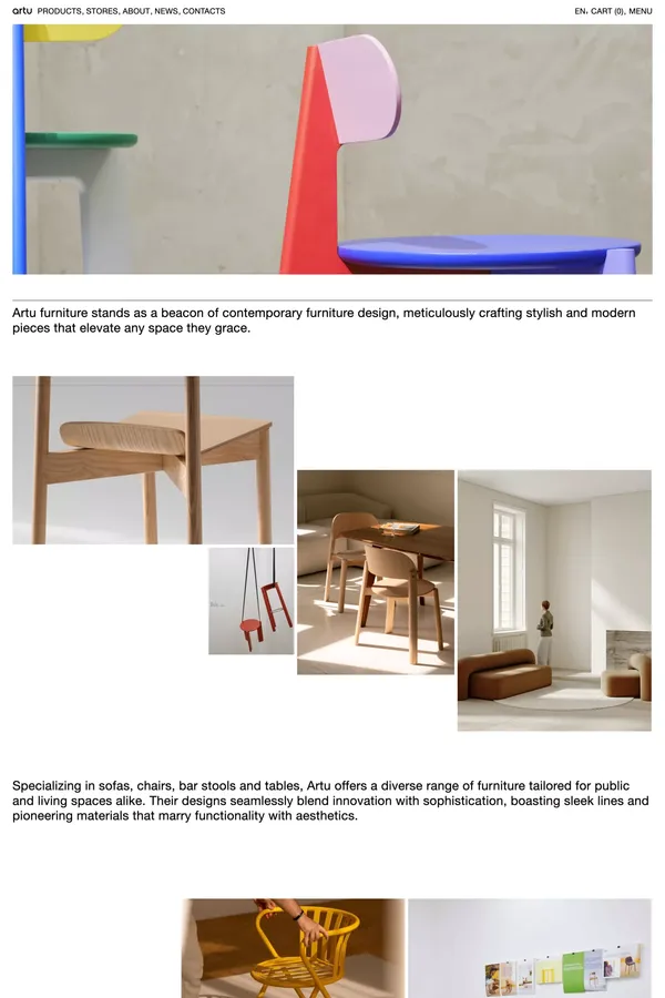 ARTU - furniture company - Ecommerce design inspiration