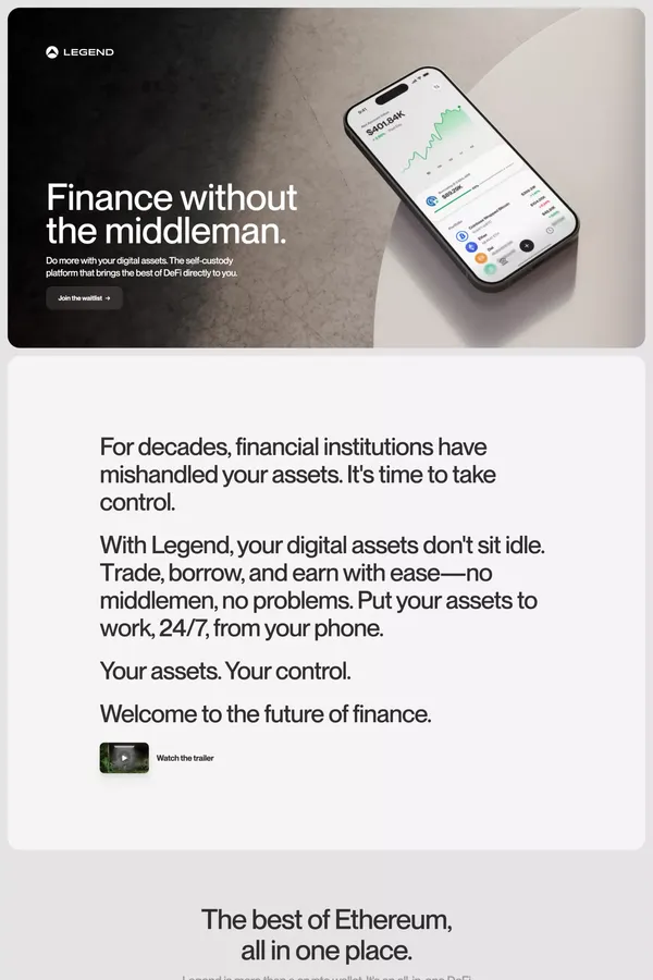 Legend - Landing design inspiration