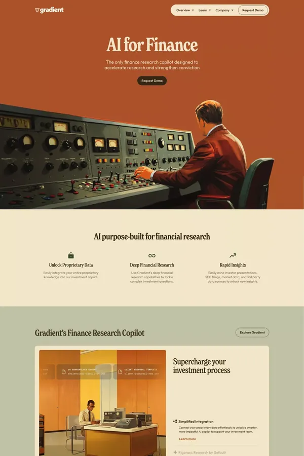 Gradient: AI for Investors - Landing design inspiration