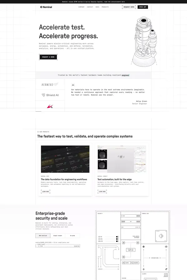 Nominal - Unified Industrial Data Stack - Landing design inspiration