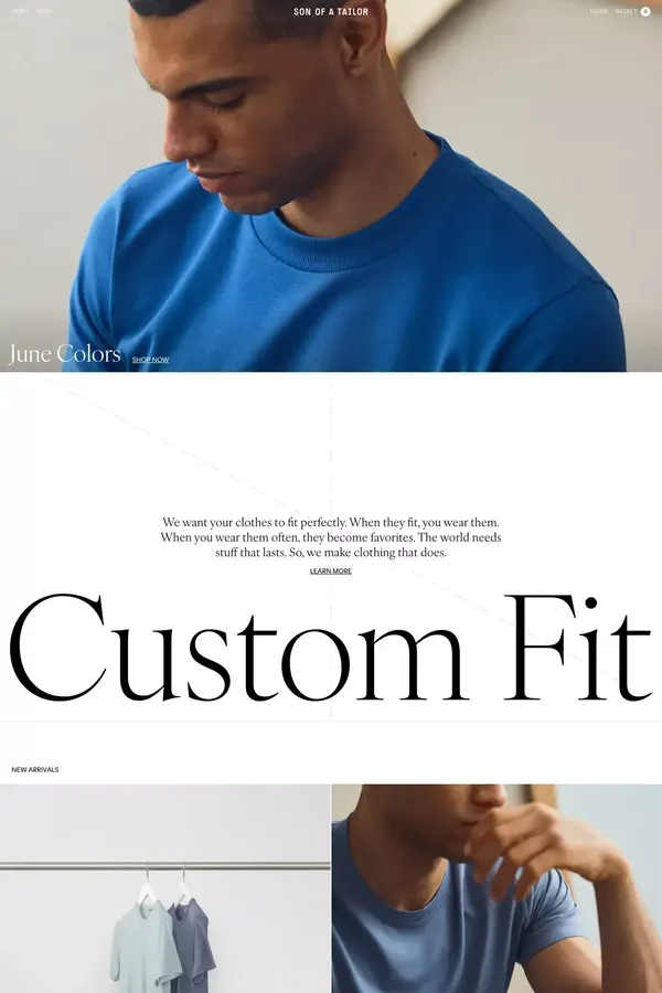 Son of a Tailor - Custom Fitted T-Shirts - Ecommerce design inspiration