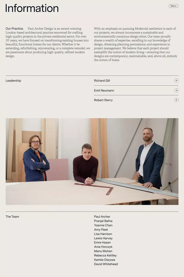 Paul Archer Design — Information - About Us  design inspiration
