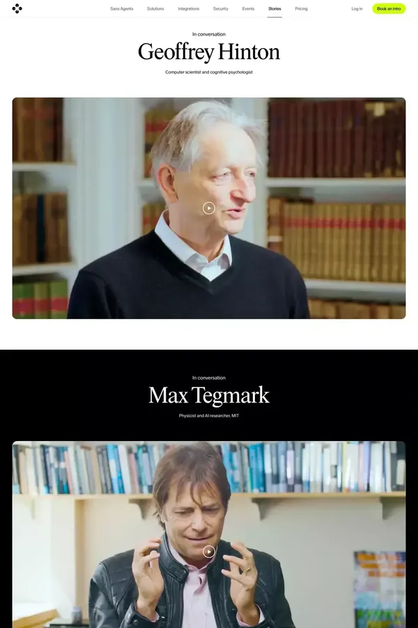 Stories and insights from the world's AI pioneers | Sana - Case Study design inspiration