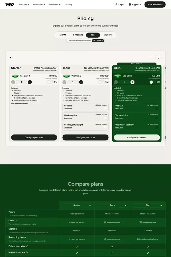 Pricing - Veo - Pricing design inspiration