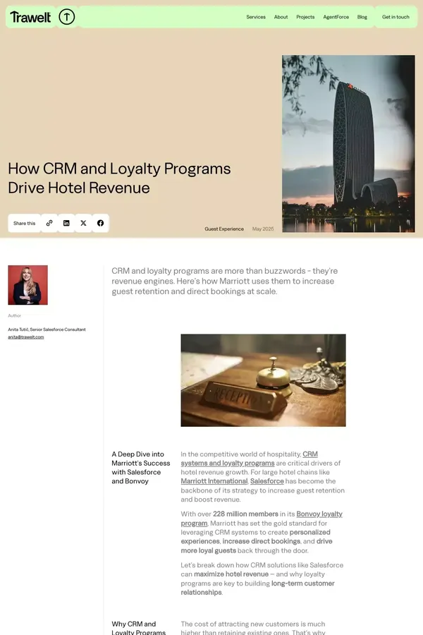 How CRM and Loyalty Programs Drive Hotel Revenue - Trawelt - Blog Post design inspiration