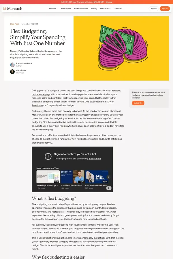 Flex Budgeting: Simplify Your Spending With Just One Number | Monarch Money - Blog Post design inspiration