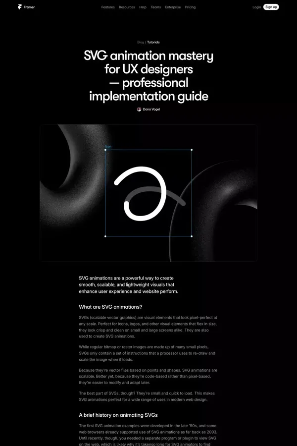 SVG animation mastery for UX designers â professional implementation guide â Framer Blog - Blog Post design inspiration