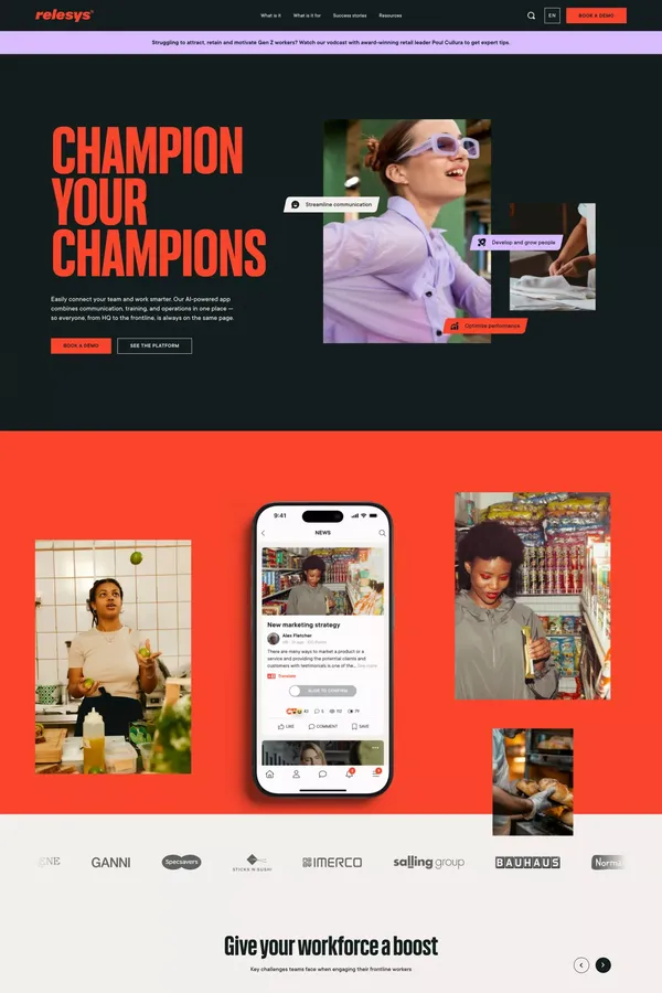Relesys | Empower your frontline team with our on-the-go app - Landing design inspiration