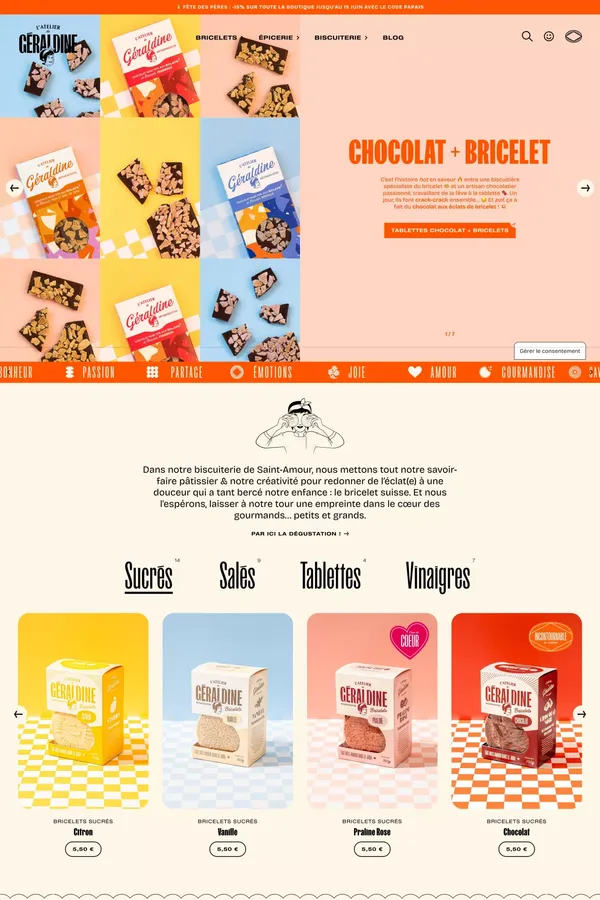 L'Atelier de Géraldine — Biscuiterie du Jura à Saint-Amour - Ecommerce design inspiration