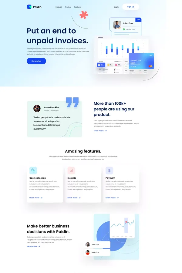 Paidin Free NextJs Landing-Page Template Based on Tailwind CSS - Landing design inspiration