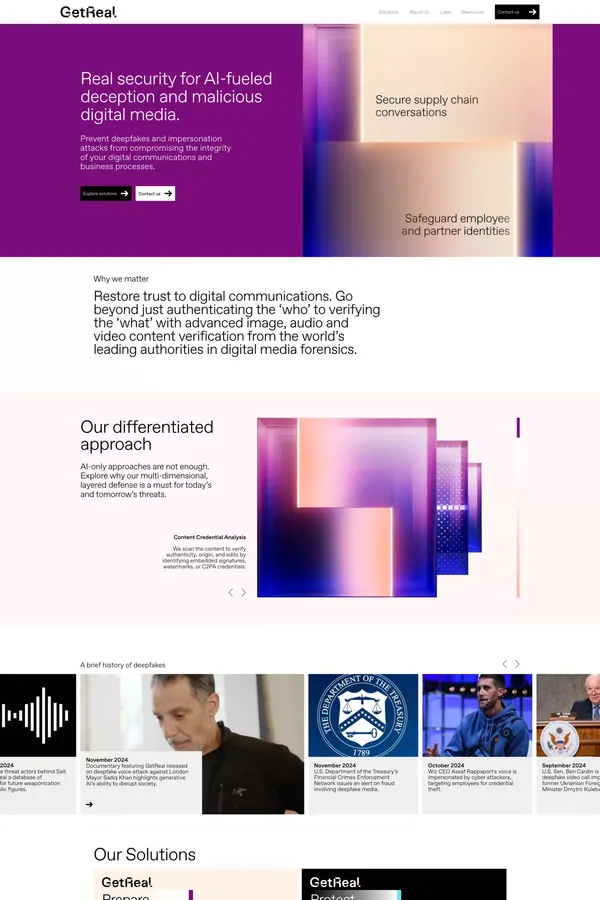 Protect from AI Risks with Enterprise-Grade Digital Content Verification - Landing design inspiration