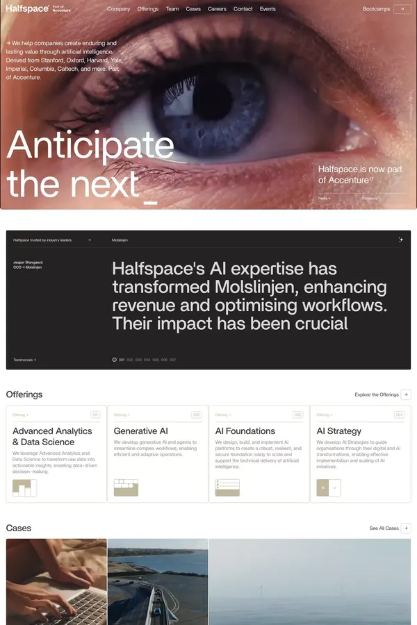 Halfspace - Moving Organisations Forward Through Artificial Intelligence and Advanced Analytics - Portfolio design inspiration