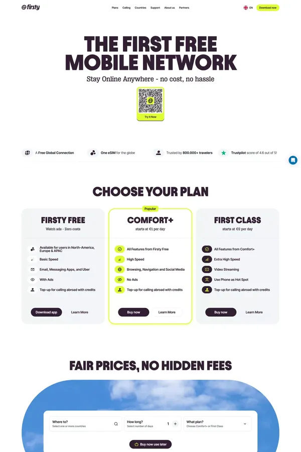 Firsty: Your international mobile data travel app - Landing design inspiration