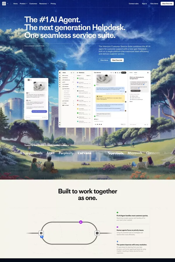 The #1 AI agent and next-gen Helpdesk for customer service - Landing design inspiration