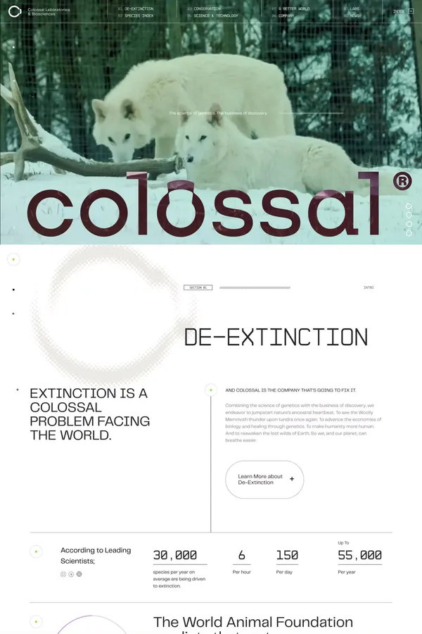 Solving the Colossal Problem of Extinction | Colossal - Landing design inspiration