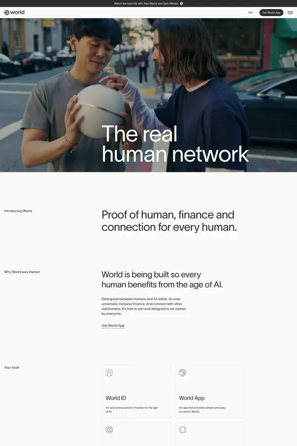 World - The real human network. - Landing design inspiration