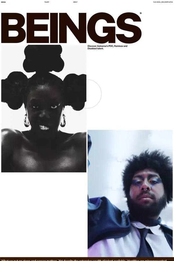 Beings — Discover Aotearoa’s POC, Rainbow and Disabled talent. - Portfolio design inspiration