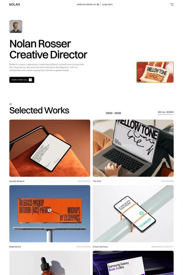 Nolan Rosser â Creative Director & Web Designer in London - Portfolio design inspiration