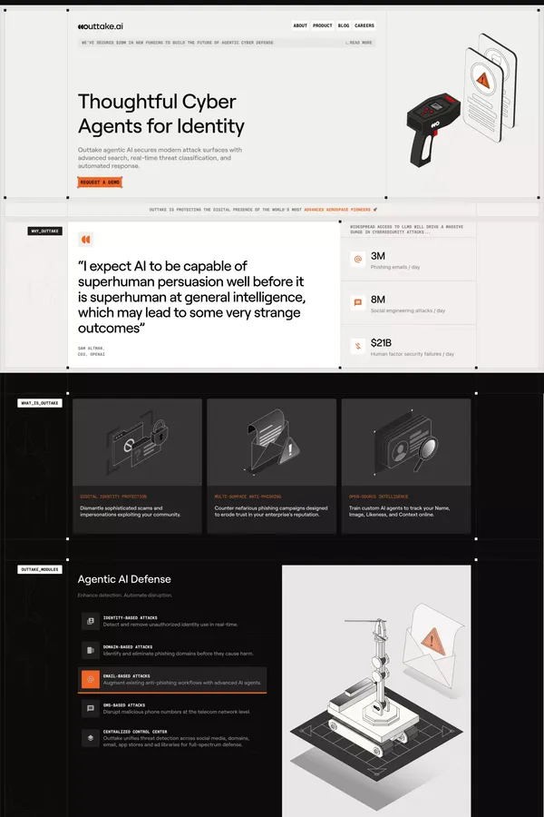 Cyber Agents for Every Digital Threat | Outtake - Landing design inspiration