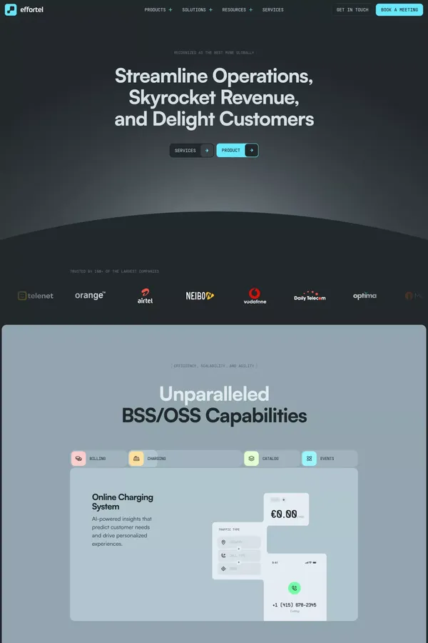 Effortel: Drive Telecom Revenue Growth | MVNE Solutions & Platforms - Landing design inspiration