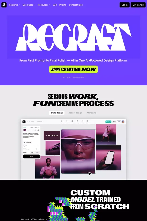 Infinite AI Artboard - Recraft - Landing design inspiration