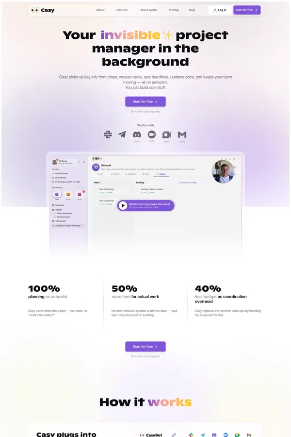 Casy – your invisible ✨ project manager in the background