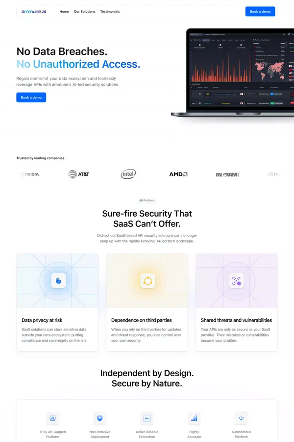 Ammune.ai | API Security - Landing design inspiration