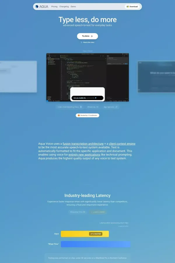 Aqua Voice - Fast Voice Input for Mac and Windows - Landing design inspiration