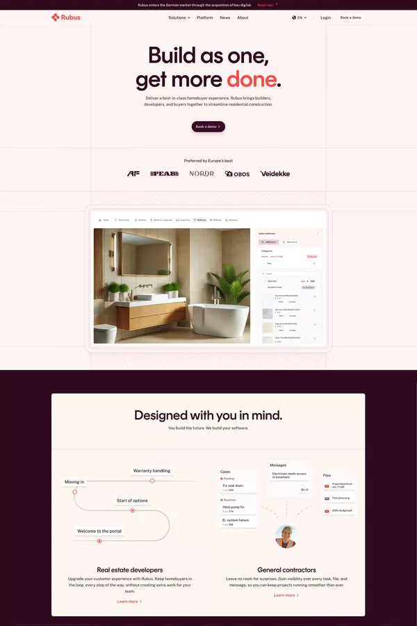 Rubus | Residential construction software - Landing design inspiration