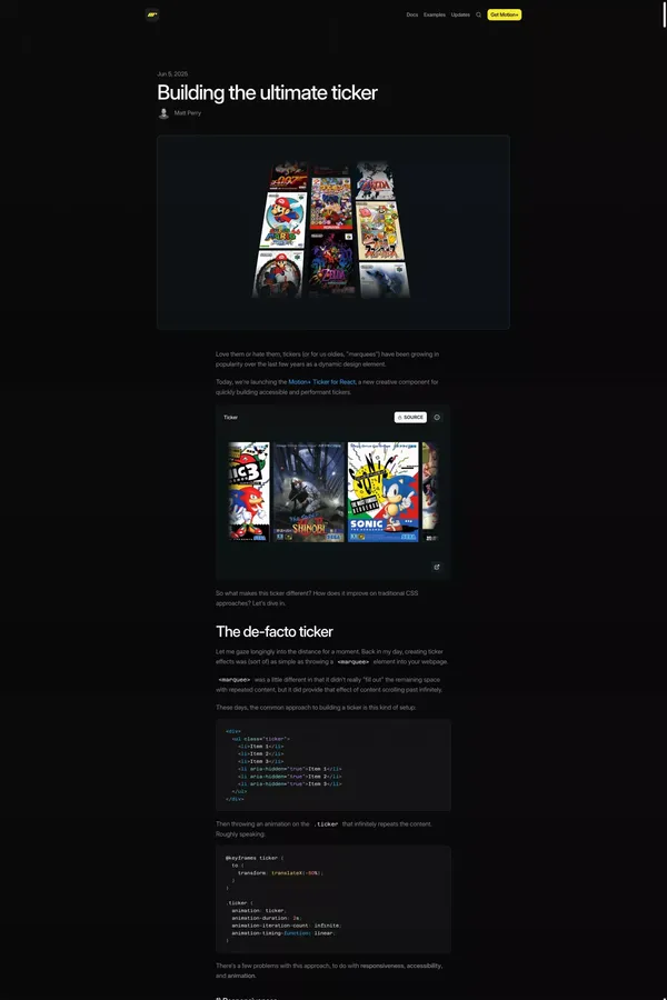 Motion (prev Framer Motion) â Animation made simple for React, JS and Vue - Blog Post design inspiration
