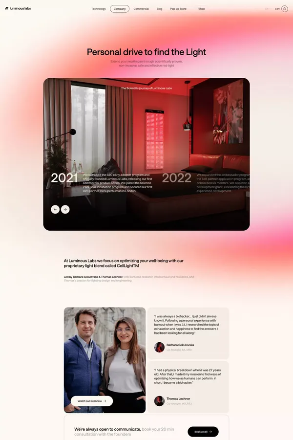 Luminous Labs | Company page - About Us  design inspiration