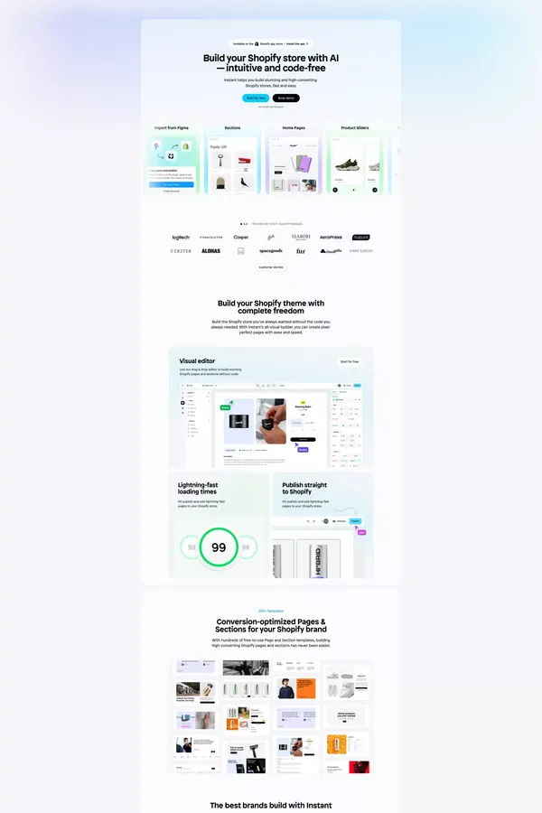 Instant Landing Page Builder for Shopify | All-visual, No-code