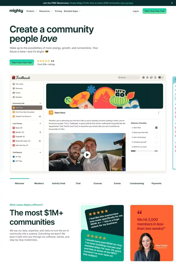 Mighty Networks | Community Platform, Courses & Memberships - Landing design inspiration