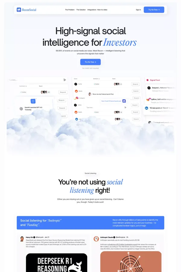 Recon Social - Landing design inspiration