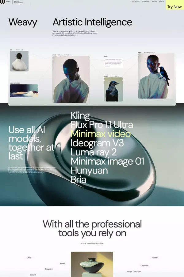 Weavy | AI-Powered Design Workflows, Built for Creative Pros - Landing design inspiration