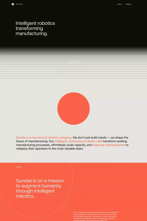 Sunrise Robotics - Intelligent robotics transforming manufacturing. - Landing design inspiration