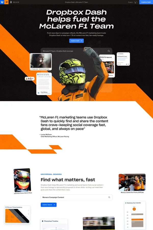 Dropbox Dash x McLaren F1 Team