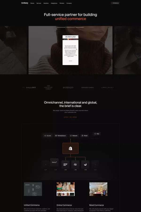 Unlikely – Full-service partner for building  unified commerce - Landing design inspiration