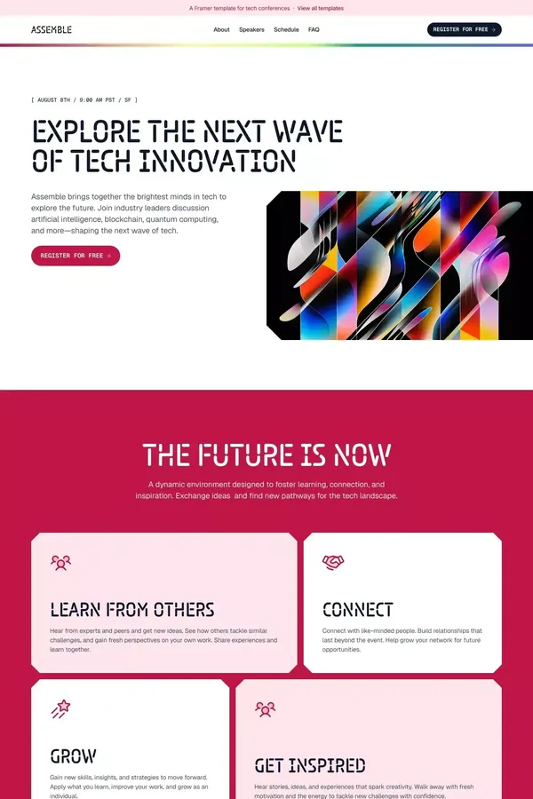 Assemble · Event, Conference & Meetup Template for Framer - Template design inspiration