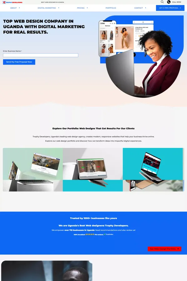 Best Web Design Company in Uganda: Trophy Developers – Experts in Web Design, Mobile App Development, Digital Marketing Services, and SEO Solutions.