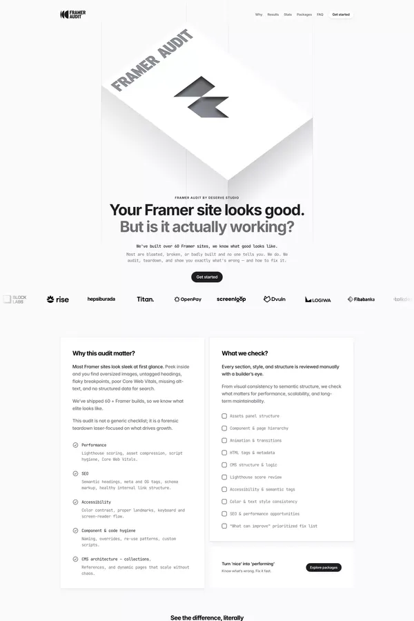 Framer Audit by Deserve Studio