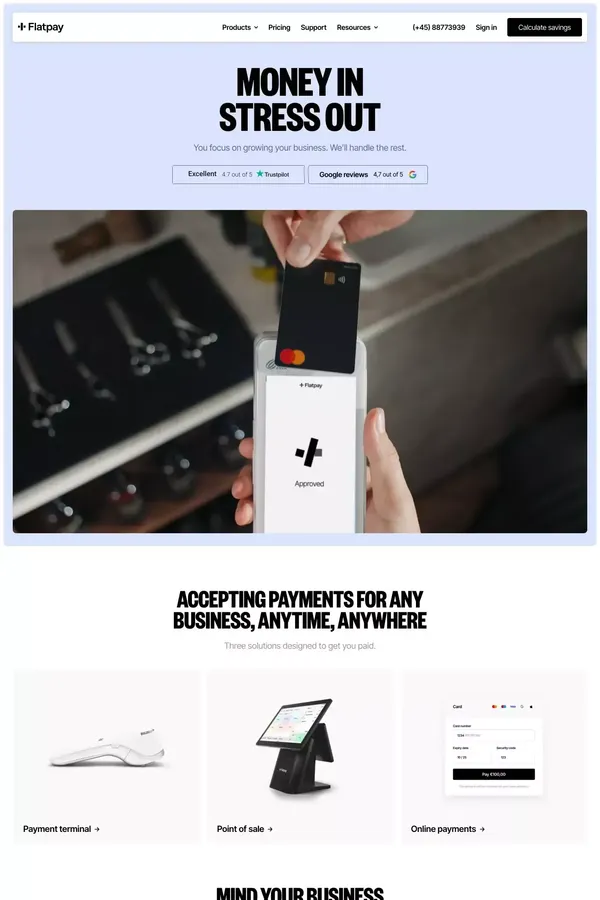 Flatpay: Affordable Payment Solutions | Unmatched Service - Landing design inspiration