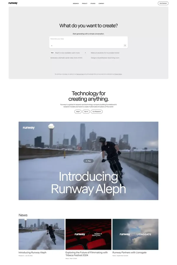 Runway | Tools for human imagination. - Landing design inspiration