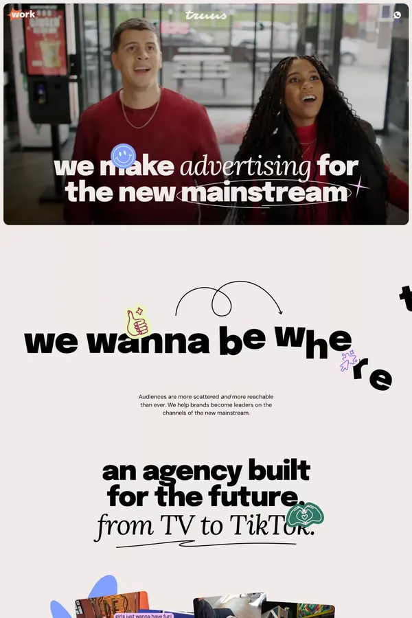 Truus - We make advertising for the new mainstream - Portfolio design inspiration
