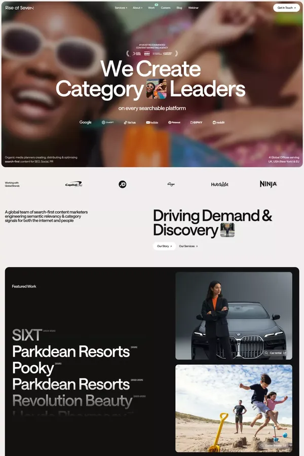 Rise at Seven | Award Winning Search-First Content Marketing Agency - Portfolio design inspiration