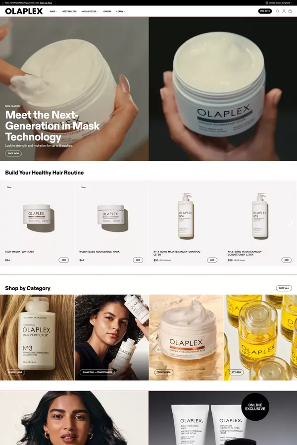 Protect & Strengthen: For Every Hair Type & Texture - OLAPLEX, Inc - Ecommerce design inspiration