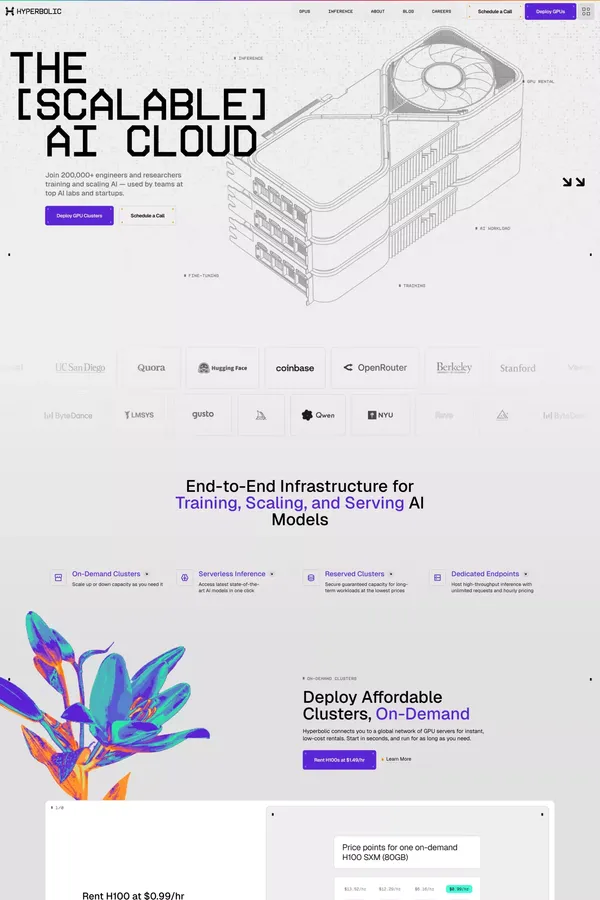 Hyperbolic – The Open-Access AI Cloud - Landing design inspiration