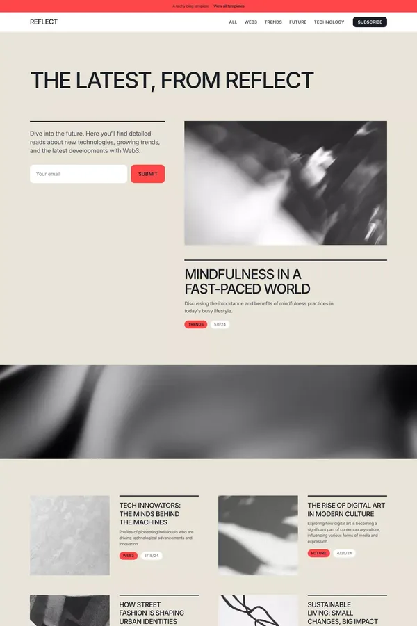 Reflect - Blog Template for Framer - Template design inspiration